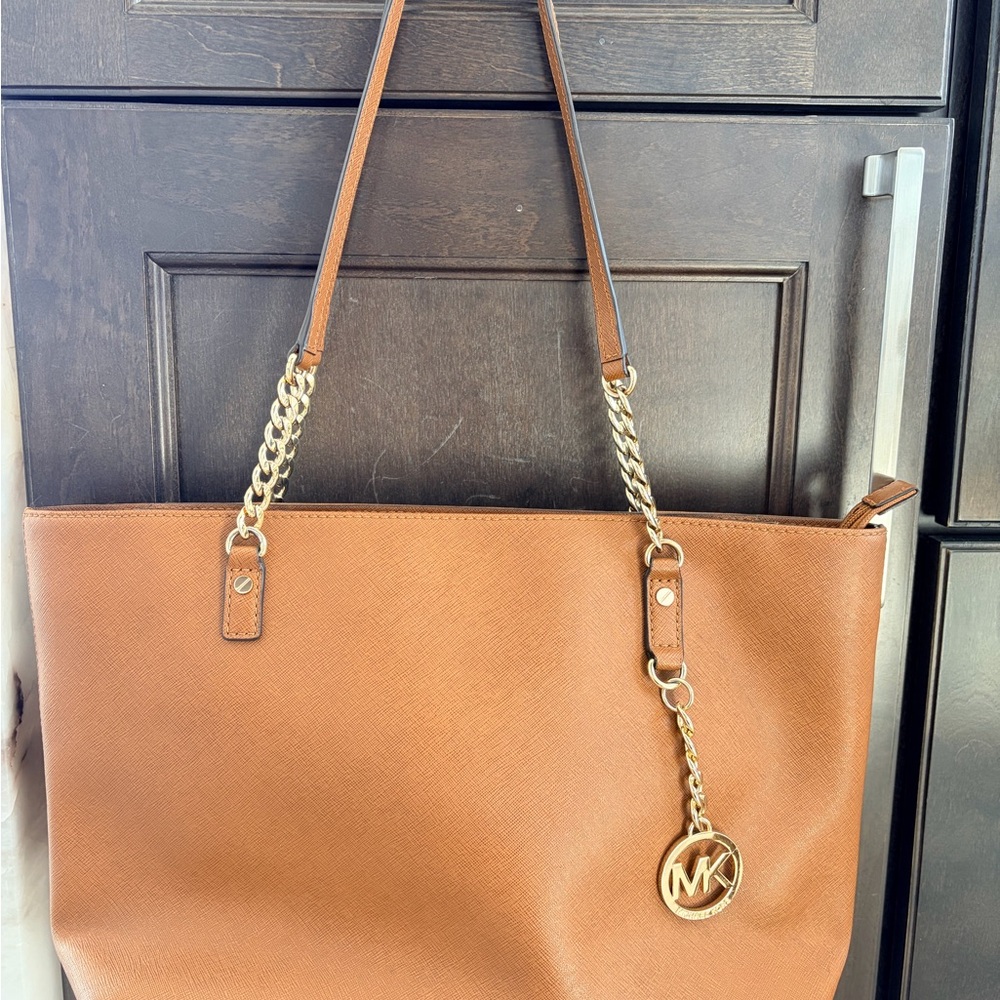 Michael Kors Tan Leather Tote  with Gold Details